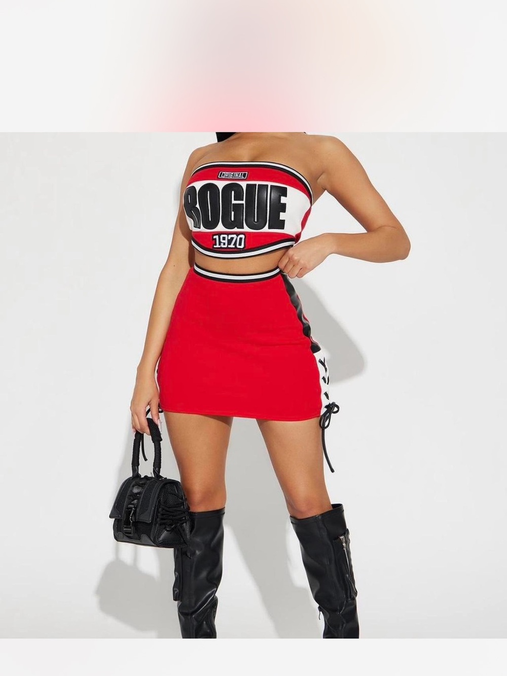 Fashion Nova Red Mini Skirt with Side Lace-Up
